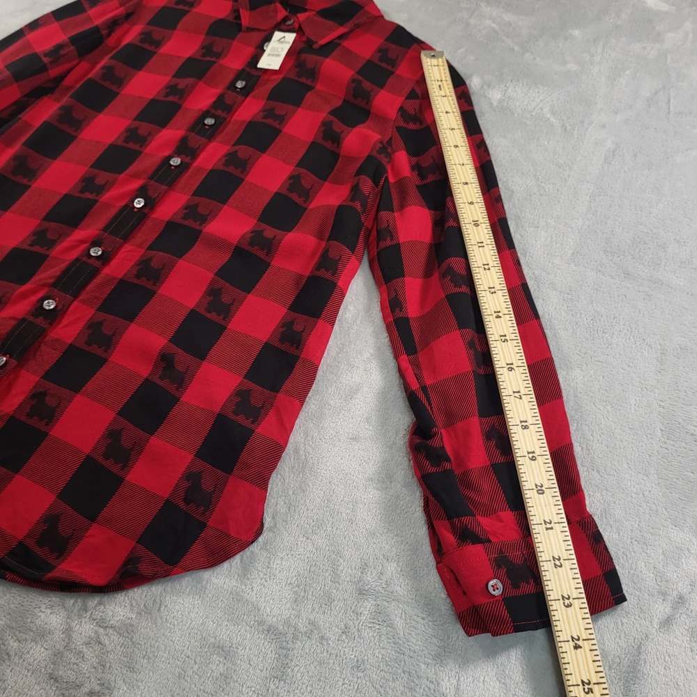 Talbots Womens PM Scotty Dog Buffalo Plaid Holiday Christmas Festive Button‎ Up - Picture 6 of 14